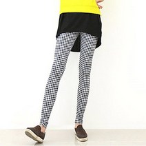 코지 여자 봄 가을 화샇 한 모던 체크 9부 레깅스