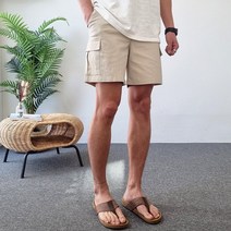 토니어스 스판 린넨 4부 반밴딩 카고 반바지