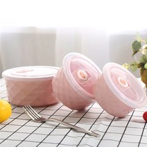 (전자레인지O) 델로바르 살아 숨쉬는 도자기 반찬통 김치통 밀폐용기 3종 세트, 아이싱 핑크, 1개, 도자기 밀폐용기 소+중+대