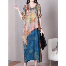 동화 디자이너 언발 패턴 라운드넥 롱원피스 a391149