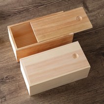 슬라이딩 도어 나무 상자 우드 박스 다용도 원목 케이스 보관함 수납함 아크릴 투명 뚜껑 덮개, 1개, 로그 25x12x12CM