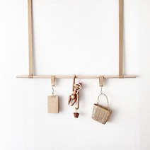 월 행잉 레더 스트랩 북유럽 우드 벽장식 인테리어 소품, 120cm／너도밤나무＋베이지스트랩