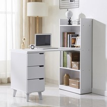 오슬로 1200 h형 책상 Low 낮은책장세트 원룸책상, 화이트