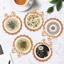 ETC 리본 컵받침 5P 세트, 01 리본컵받침 5P-카우