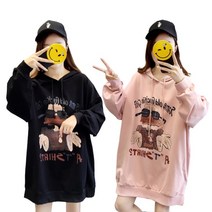 타조그림 롱후드티 여자 여성 가을겨울 긴팔후드티 원피스후드티