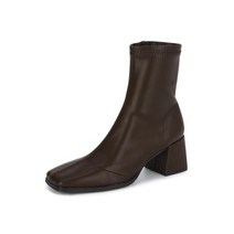포멜카멜레 스퀘어 브라운 스판 앵클부츠 6CM