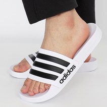 아디다스 슬리퍼 화이트/블랙3S 아딜렛 샤워 슬리퍼