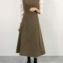 스탠드원 / (GS Only) 사이즈조절 버클 울 플레어 라운드 원피스