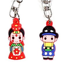 라베끄 한국전통캐릭터 컬러풀 러버 열쇠고리(10개) 외국인친구선물 전통공예품 외국인기념품 Korean souvenir