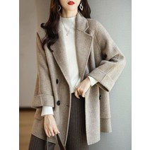 여성롱코트 가을 겨울 캐시미어코트 여성용 코트 패션 울 앰프 블렌드 오버코트 여성용 우아한 솔리드 두꺼운 코트 더블 브레스트 롱 재킷 2022