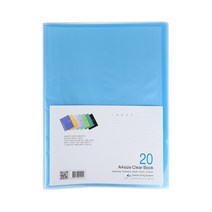 플러스샵 20매 클리어화일 A4 5색상 PP 고투명, 20매 파랑 10개