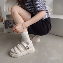 여성 통굽 가죽 샌들 여성 2022년 여름 캐주얼 투웨이 스트랩 샌들