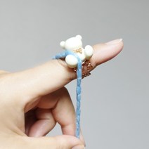 니팅링 실홀더 자석 니팅링 뜨개반지 뜨개실로부터 손가락보호 crochet ring, 곰돌이 크림, 1개