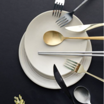 4P+4P 8P세트 포르투갈 고급 스텐 커틀러리 수저 포크 나이프 세트 (5Colors), 샴페인골드(유광), 블랙(유광)