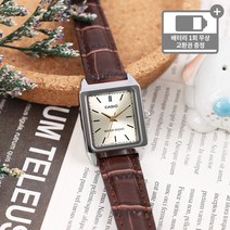 카시오 여성 스퀘어 사각 스탠다드 심플 메탈 가죽밴드 시계