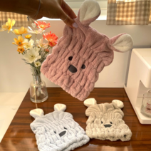 크라멜코리아 어린이 헤어 드라이캡 타올 수건, 1개, 핑크