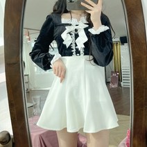러블리 리본 벨벳 하객 여친 블라우스