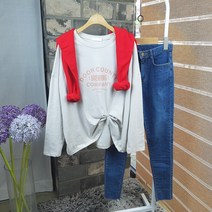 상상그이상 여성용 영문 포인트 레터링 긴팔 티셔츠