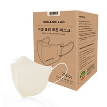 오가닉랩 여성용 리얼 슬림 코튼 마스크 중형, 25매입, 1개, 베이지