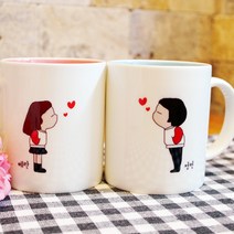 포유머그 주문제작머그컵 커플머그컵 커플선물 남친 여친 집들이 친구선물 커플 머그컵 2개세트구성+상자포장, 2개, 핑크+연두