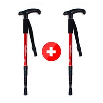 1+1 올웨이즈 알루미늄 I형 3단 T형 4단 등산 스틱 지팡이, 블루1 + 블루1