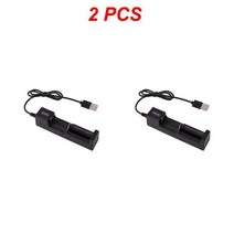 레이저포인터 충전식 배터리용 USB 충전기 스마트 충전 리튬 이온 18650 26650 14500 범용 2 슬롯 배터리 개 4 6, 1.Black 2pcs