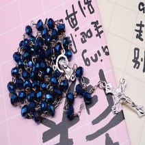 묵주 기도 천주교 성물 선물 8mm 진주 크리스탈 묵주 목걸이 참 축복 산타 마리아 센터 주얼리, 06 C01209