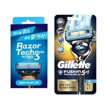 질레트 면도기 2UP(면도날2입)+레이저테크(면도날클리너), 1개, 레이저테크+프로쉴드 칠 면도기 2UP