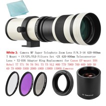 Andoer-캐논 카메라 슈퍼 망원 줌 렌즈 EF 마운트 MF T EOS 80D 77D 70D 60D 50D T7i, 04 White 3