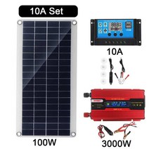 미니 가정용 아파트 태양광 자가 비상 발전기 패널 지붕 3000W 태양 광 발전 시스템 키트 배터리 충전기 100W 태양 전지 10-50A 충전 컨트롤러 완전한 발전 홈 그리드, 05 10A Set