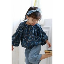 돌 아기 유아동 키즈 여자 아이 봄 가을 간절기 핑크색 파란색 꽃무늬 퍼프 블라우스 공주 티셔츠