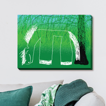 버드나무와 흰말 김점선 그림액자 (캔버스 액자포함), 마운팅베이지, 60x43.3cm