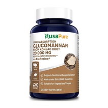NusaPure 글루코만난 1회 20000mg 베지 캡 200개 20:1 추출물과 동일 바이오페린
