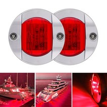 해양 보트 상인방 LED 선미 빛 DC 12V 라운드 스테인레스 스틸 차가운 흰색 테일 램프 요트 액세서리 방수 2 피스, [03] red