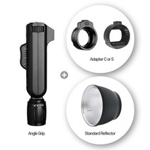 SMDV Angle Grip+어댑터+리플렉터 세트 각도조절 조명 손잡이, C-어댑터