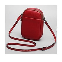 파우치 LDCHNH 천연 가죽 전화 가방 이중 소 hide 휴대 미니 메신저 백 leathermini Color B Size 1ps