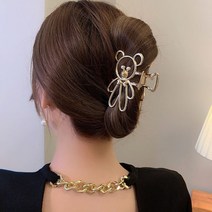 곰돌이 올림머리 집게핀 메탈집게핀 긴머리집게핀 귀여운집게핀 헤어집게핀 숱많은 골드집게핀 왕