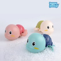 해피플레이 헤엄치는 파닥파닥 거북이 1+1+1 아기 유아 욕조 물놀이 태엽 장난감, 파닥파닥 거북이3종 (레드+그린+블루)