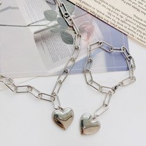 [써지컬스틸] 베이직 클립 체인 하트 무드 목걸이 (팔찌 추가 가능 )