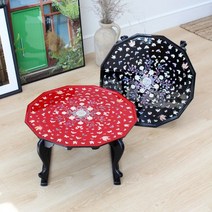 박씨상방 [박씨상방] 나전칠기 12각 모란나비 자개상 45센티, 검정