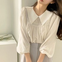 [랜덤플레이] 루즈핏 빅 카라 쉬폰 블라우스