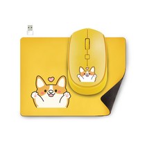 강아지 아기기린 캐릭터 키즈 어린이 귀여운 무선 마우스 미니 패드 세트