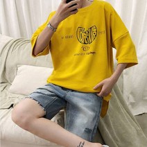 가바바 남성 빅사이즈 반팔티 5XL까지 캐릭터 프린팅 귀여운 오버핏 데일리룩 반팔티 G36155