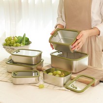 케어프린 전자레인지 사용가능 스텐 직사각 밀폐용기 LOW, 600ml.1200ml.2000ml, 1개, 600ml.1200ml.2000ml