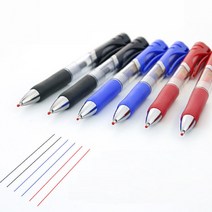 편한 그립감 젤펜 5개 세트 3색 0.5mm 볼펜 검정 빨강 블랙, 빨강 레드 5개