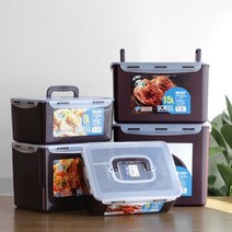 코스트코 냄새안나는 손잡이 국산 키친아트 투명 위생 김치통 직사각 소형 대형 밀폐용기, 초코 12L