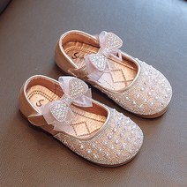 엔젤 여아용구두 단화 플랫 리본 글리터