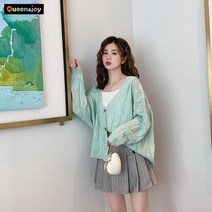 퀸앤조이 마카롱 꽈배기 루즈핏 가디건***판매자 퀸앤조이***