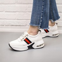 슈즈앤클럽(천연소가죽) 티안나는 8cm키높이속굽 밴딩 스니커즈