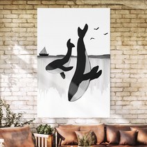모던 북유럽 심플 혹등 고래 그림 액자 우영우 드라마 일러스트, 05. 모던 다이빙고래